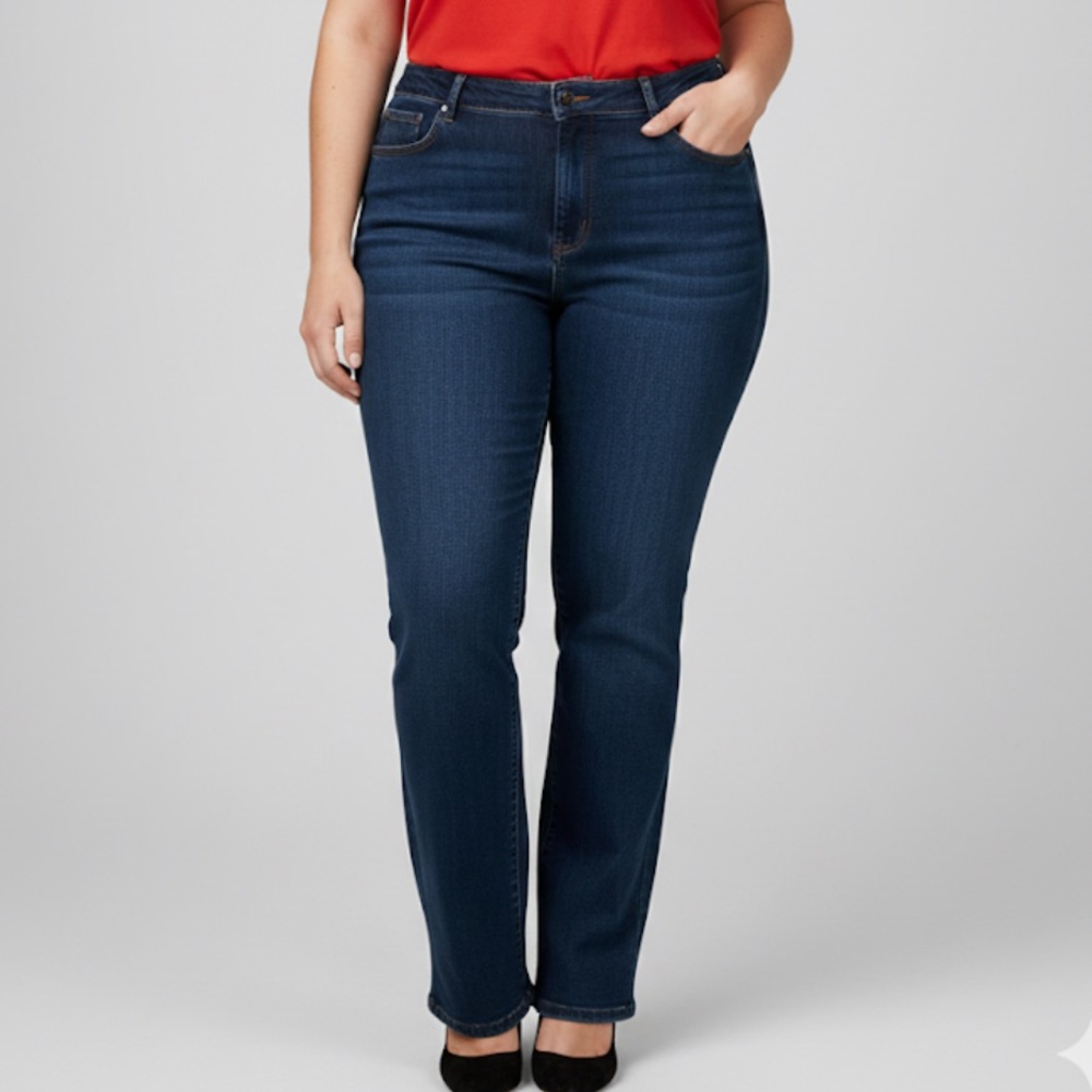 CONTRAST Dark Wash Straight Leg Jeans plus size 22
